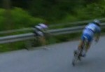 Der Sturz von Frank Schleck während der fünften Etappe der Tour de Suisse 2008